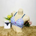 Blue Dot Printed Soft Comfortable Non Padded Wireless Foam Bra for Women and Girls.