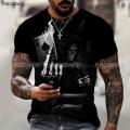 The Horror Series Skull And Crossbones Brand Men's Clothing 3D Printing O-neck T-shirt Street Fashion Fashion Loose Oversize. 