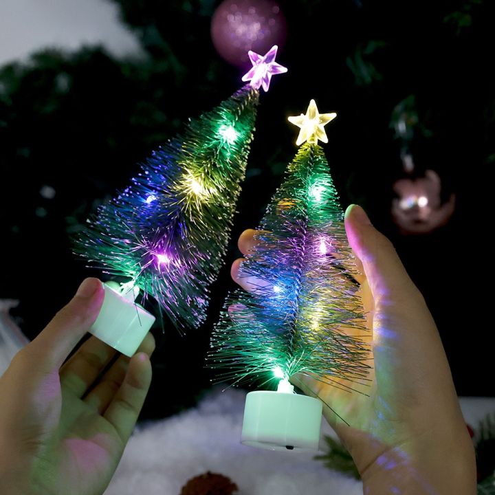 Romantic Star Xmas Tree with LED String Lights Luminous Pine Needles Christmas Tree Fairy Lamp Ornament Xmas New Year Party Gift Decor Creative DIY Glowing Trees Night Lamp