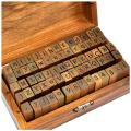 Rubber Stamp Alphabet Number Symbol Wooden Box Set Print Style Wood Letter 70PCS.