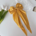 Korean Style Solid Color Big Large Satin Bow Hair Clips For Girls Women Long Ribbon Hair Accessories. 
