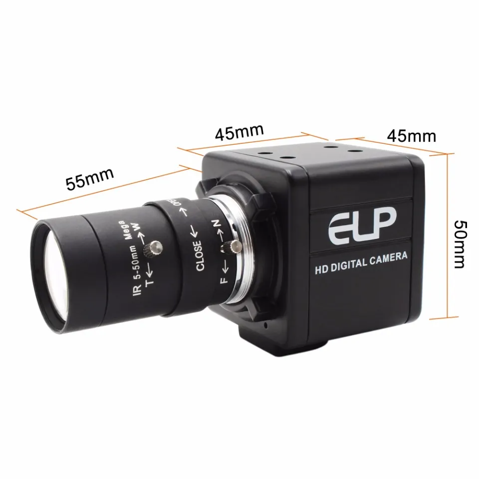 ELP Caméra Web 1080P Zoom 2.8-12mm - 60fps FHD USB Plug & Play Pour PC, Streaming Et Industrie
