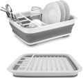 Collapsible Dish Drying Rack with Cutlery Organizer | Portable Space-Saving Dinnerware Drainer Board for Kitchen Countertop, RV, Camping & Small Spaces | Durable & Flexible.