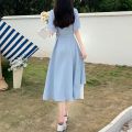 V-Neck Long Dress Korean Fashion Robe Summer Dresses Women 2022 Casual Urban Female Clothing Elegant Gowns Basic. 
