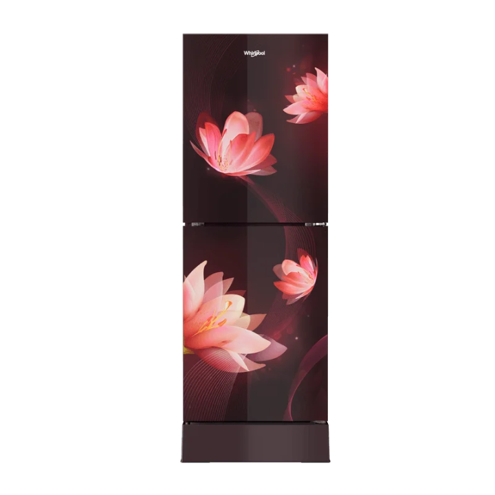 Whirlpool Fresh Magic Pro 236L Glass Door Floral X Frost Refrigerator (Red) with Free Delivery