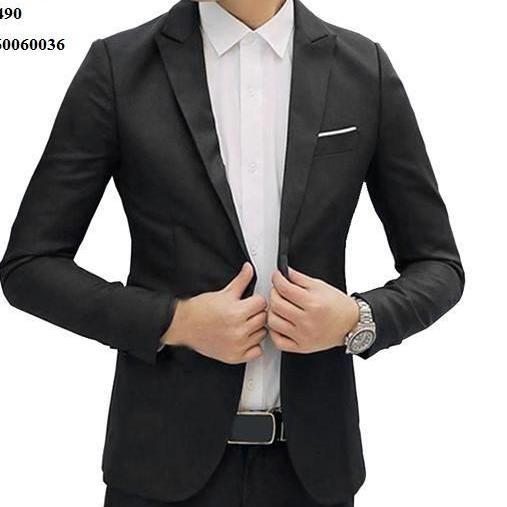 Black Synthetic Casual Blazer For Men