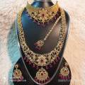 Bridal Diamond Cut Jewellery set (Necklace with Earrings & Tikli). 