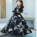 New Women Attractive Long Gown Dress Kurti Digital Print Maxi Dress Long Sleeve One Piece Long Kurti For Girls. 