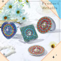 Leather Art Mirror Personalized 1pc/Set Portable Mandala Pocket Mirror Craft Kit Folding Design DIY Mirror Kit for Travel.