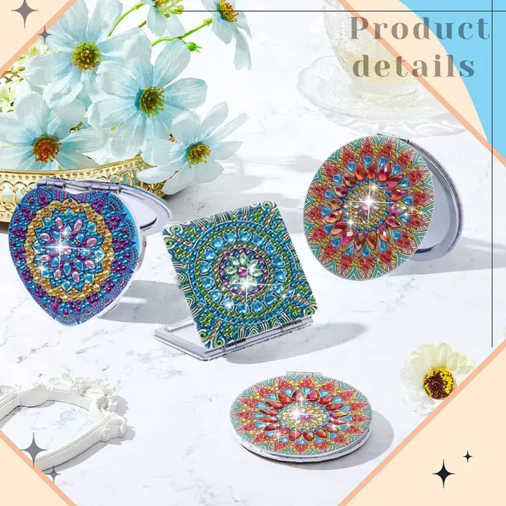 Folding%20Design%20Art%20Mirror%20Personalized%20Craft%20Kit%20Portable%20Mandala%20Pocket%20Mirror%201pc/Set%20Leather%20DIY%20Mirror%20Kit%20for%20Travel%20-%20Image%202