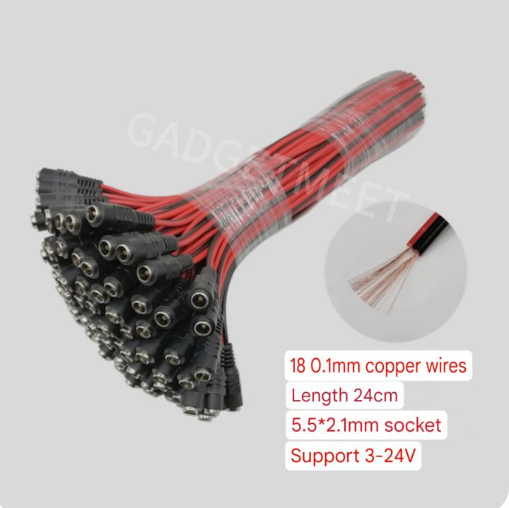 Dc Female Socket Jack Cable Wire Line Adapter Connector Plug Power ...