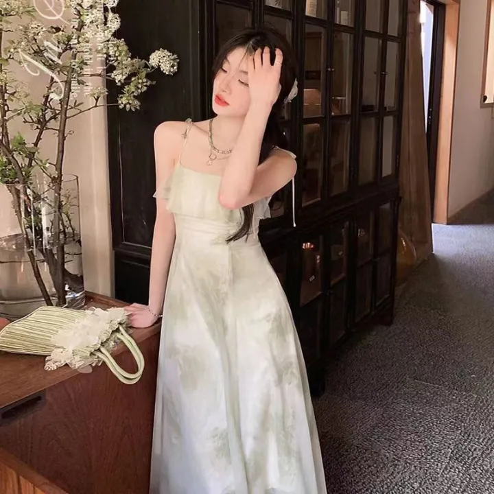 2024%20Korean%20summer%20new%20camisole%20long%20dress%20with%20fairy%20ruffle%20edge%20printed%20sleeveless%20temperament%20picture%20color%20-%20Image%203