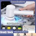 Electric Cleaning Brush Set Kitchen Bathroom Sink Bathtub Floor Toilet Tub Electric Spin Scrubber Cleaning Brush Drill Brush (Color : U Rechargeable Kitchen Dishwashing Brush Sink Cleaner Bathroom Bathtub Clean Brush Spin Scrubber Electric Cleaning Brush.