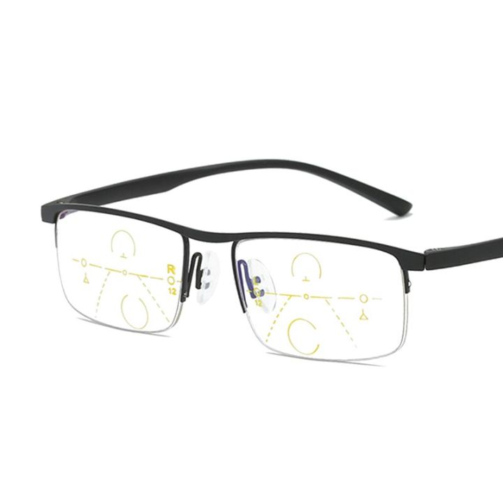 Progressive multi-focus reading glasses for Men Women anti-blue light near Far reading glasses anti-radiation metal Gafas