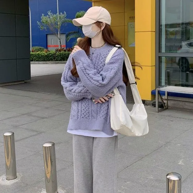 Cable-Knit%20Pullover%20Sweater%20Women%202023%20Autumn%20and%20Winter%20New%20Korean%20Style%20Gentle%20Wind%20Season%20Loose%20Outer%20Wear%20Casual%20Sweater%20Top%20-%20Image%208