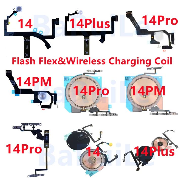 1pcs Brand New Power Volume Buttons Mute NFC Wireless Charging Flash Light Power Flex Cable For iPhone 14 Pro Max 14 Plus Parts