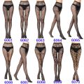 Hot Women Gothic Fishnet Tights Stars Rose Hollow Pattern Mesh Net Stockings Black Bottom Pantyhose Female Lingerie. 