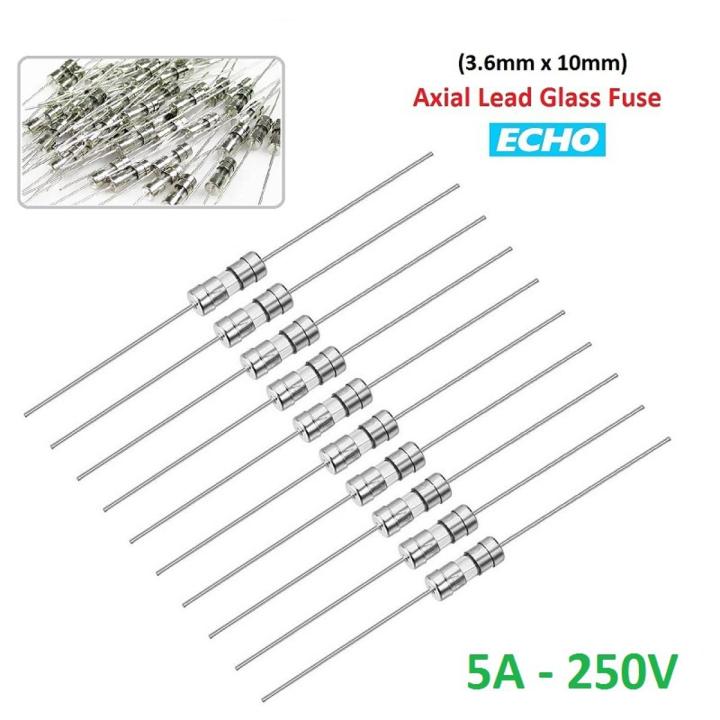 3pcs- Axial Lead Glass Fuses 5A 250V (3.6mm X 10mm) Fast Acting Blow Fuse, Electrical Circuitry & Parts