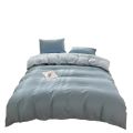 Factory wholesale solid color four-piece set simple washed sanded duvet cover ins wind quilt cover dormitory summer bedding 3. 