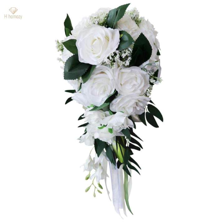 2pcs%20Wedding%20Hand%20Bouquet%20Bridal%20Holding%20Artificial%20Flowers%20White%20-%20Image%207