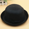 Fresh Dome Bow Curved Brim Straw Hat Women's Korean-Style Beach Trip Cover Sun Protection Top Hat Spring Summer Hat.