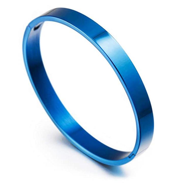 Blue Stainless Steel Free Size Bracelet For Men