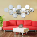 Hexagon Acrylic Mirror Wall Decor Set of 12 Silver Plastic Mirrors for Home Interior Design. 