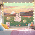 Cute Cartoon CureinsWind Xiaohongshu Bedroom Background Cloth Wall Cloth Live Tapestry Bedspread Decorative Canvas. 