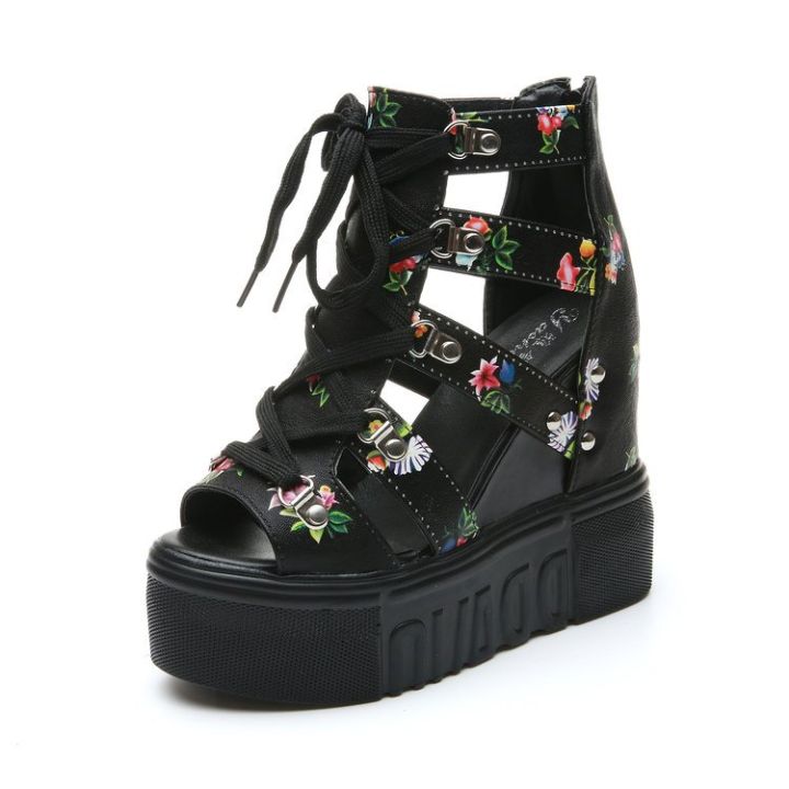 Summer%202024%20New%20Roman%20Sandals%20High%20Heel%20Color-Blocked%20Cross%20Tie%20Up%20Women's%20Shoes%2012cm%20Heel%20Wedge%20Fishbill%20Shoes%20-%20Image%204