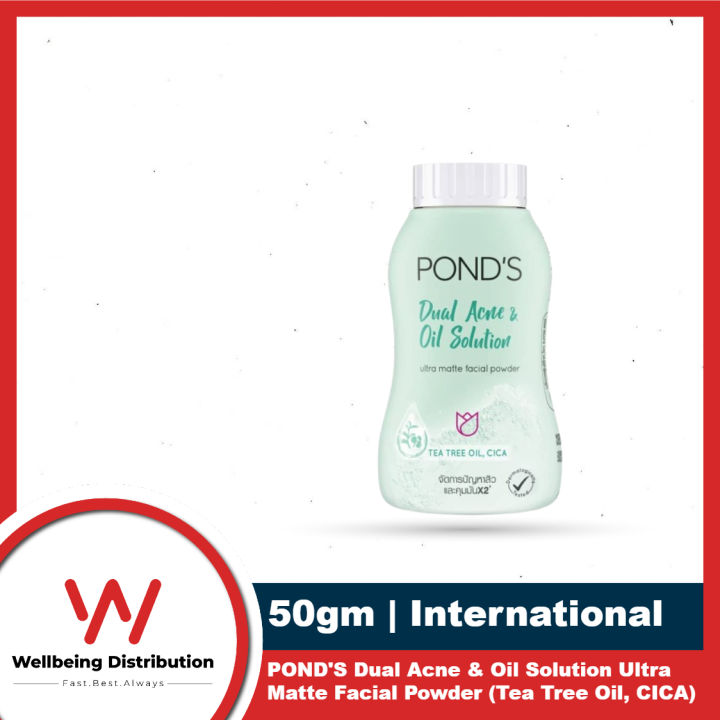POND'S Dual Acne & Oil Solution Ultra Matte Facial Powder 50 gm with Tea Tree Oil, CICA