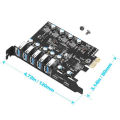 PCI-E to USB 3.0 7-Port Expansion Card, PCI Express USB 3.2 Add in Card, Internal USB3 Hub Converter for Desktop PC.