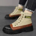 【selevn roind】 Shoes for Men Outdoor Male Booties 2023 Canvas Boots Toe Cap Anti-collision Shoes Winter Cotton Ankle Boots Fashion New. 