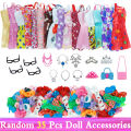 Random 1 Set Doll Accessories for Barbie Doll Shoes Boots Mini Dress Handbags Crown Hangers Glasses Doll Clothes Kids Toys 12''.