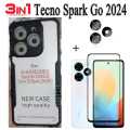 For Tecno Spark Go 2024 - (3IN1) Combo - Mobile case back cover, 9HD Clear Tempered Glass Screen Protector, Camera Lens Protector.. 
