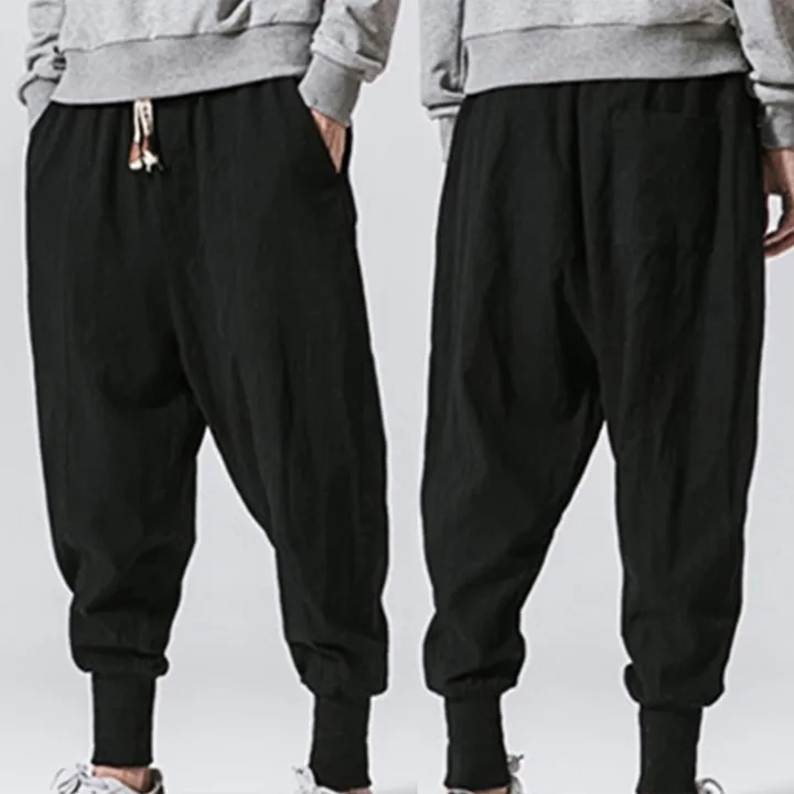 Harem%20Pants%20Baggy%20Drawstring%20Men%20Drop-crotch%20Pockets%20Trousers%20for%20Daily%20Wear%20-%20Image%209