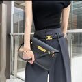 Spring and Summer Fashion High Waist Straight Slimming Textured Gray Casual Wide Leg Suit Pants Thin+All-matching baseTWomen's T-shirt Suit.