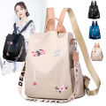 School Backpack National Style Floral Embroidery School Bag stylish Girls backpack anti-theft Oxford cloth shoulder cross-body bag.