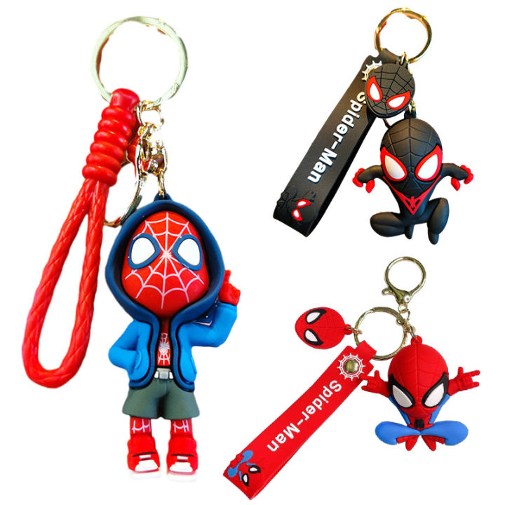 Spider Man Action Figure Spiderman Keychain Anime Accessories Spider-man Keyring Doll Backpack Pendant Men Car Key Ring Kid Toys
