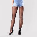 2021 Vintage Design Back Line Seam Pantyhose Women's Diamonds Fishnet Stocking Shiny Tights Black Beading Collant. 