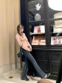Striped Shirt for Women Autumn New Niche Design Zipper Slim Fit Slimming Sweet Youth.