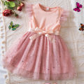GC Toddler Baby Girl Tulle Tutu Dress Round Neck Ruffle Sleeve Outfit Star Sequins Bow Waistband Princess Dress. 