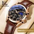 LouisWill Men's Casual Fashion Quartz Watches Leather Strap 3ATM Waterproof - Business Wristwatches. 