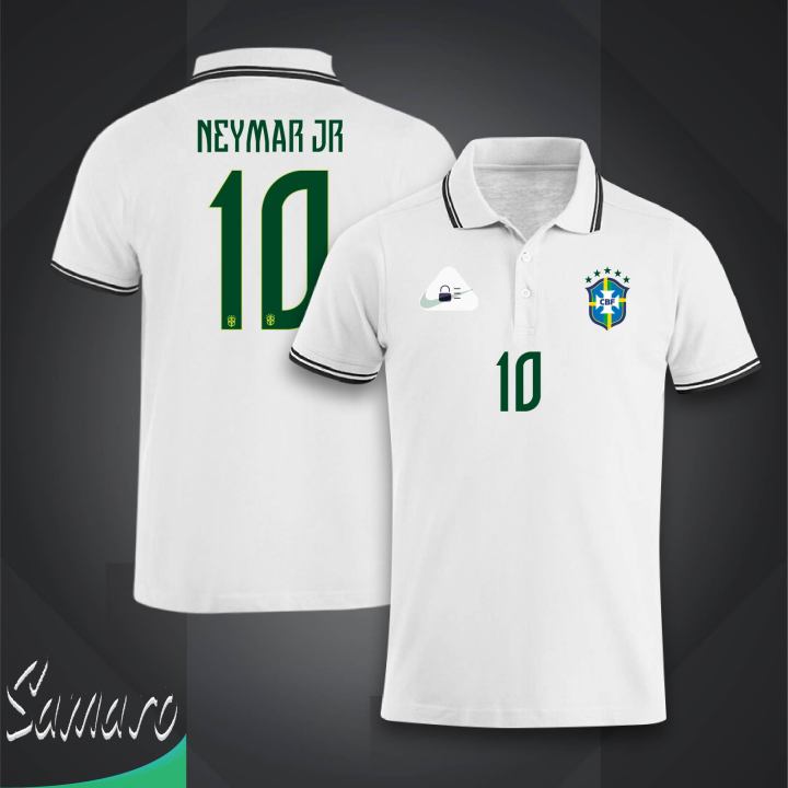 Brazil Short Sleeve Collart Polo Football Jersey For Men - Neymar jr 10 Half Sleeve Collar Polo t shirt - Brazil 10 Jersey