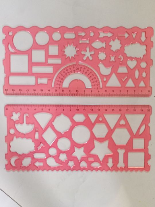 2 pieces Different Shapes Template Ruler / Spirograph Ruler / Geometric Drawing Toys / Stencil Tools / Drafting Design