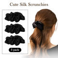 Silk Scrunchie Hair Band for girls -Black.