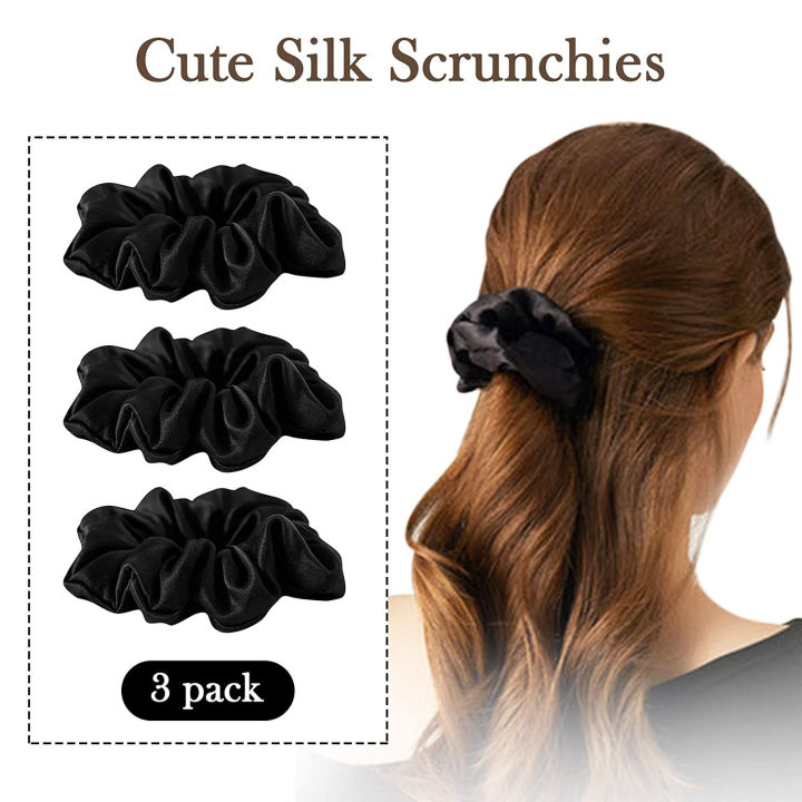 Silk Scrunchie Hair Band for girls -Black