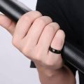 Black Fashionable Round Stainless Steel Finger Ring For Men. 