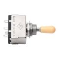 Cream Dark Blue Font 1 Volume& 2 Tone Guitar Control Knobs for Fender Strat & Solid Knob Shaft Box Style Les Paul Sg 3 Way Pickup Selector Toggle Switch, Beige Tip.