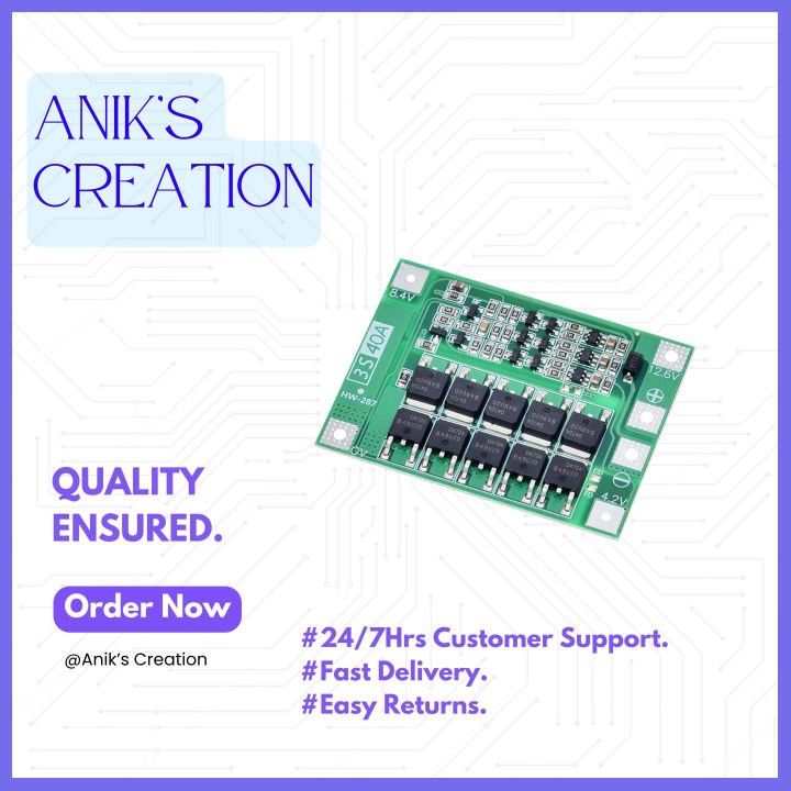 BMS Circuit Board 3S 40A (For Li-ion Battery)