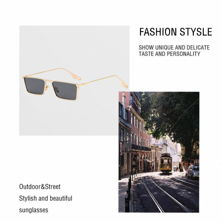 CATERSIDE%20Small%20Rectangle%20Sunglasses%20Men%20Women%20Classic%20Gold%20Black%20Lens%20Metal%20Square%20Vintage%20Frame%20Sports%20Dropship%20Eyewear%20UV400%20-%20Image%205